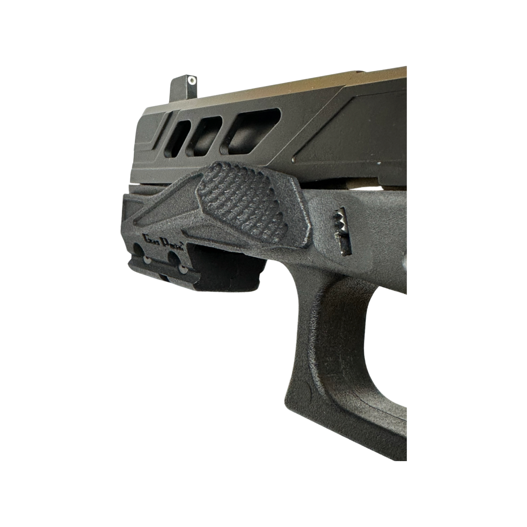 Close up of Gas ® Pedal assist on Glock 17