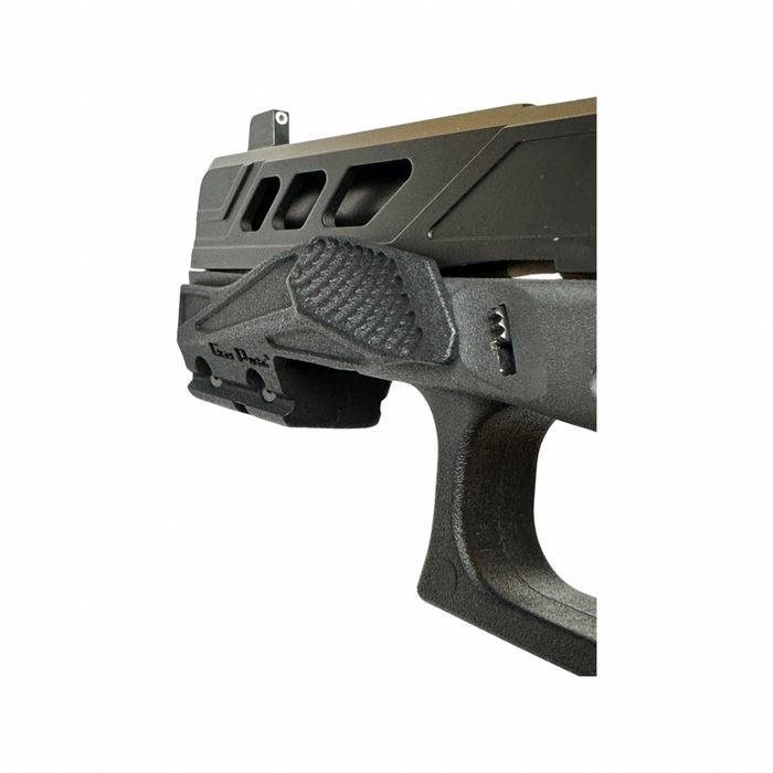 Close up of Gas ® Pedal assist on Glock 17